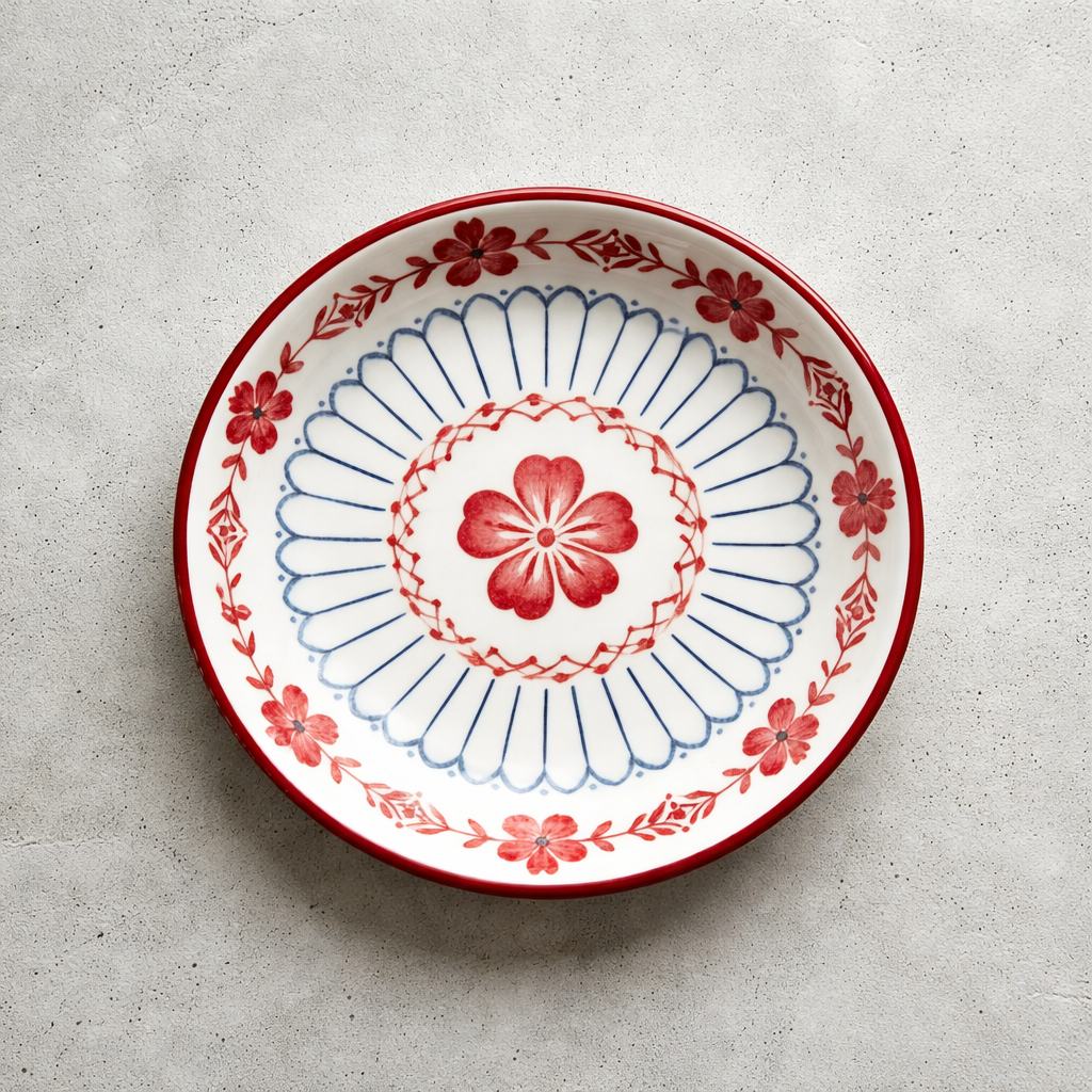Floral Ceramic Plate - Elegant and Timeless Design