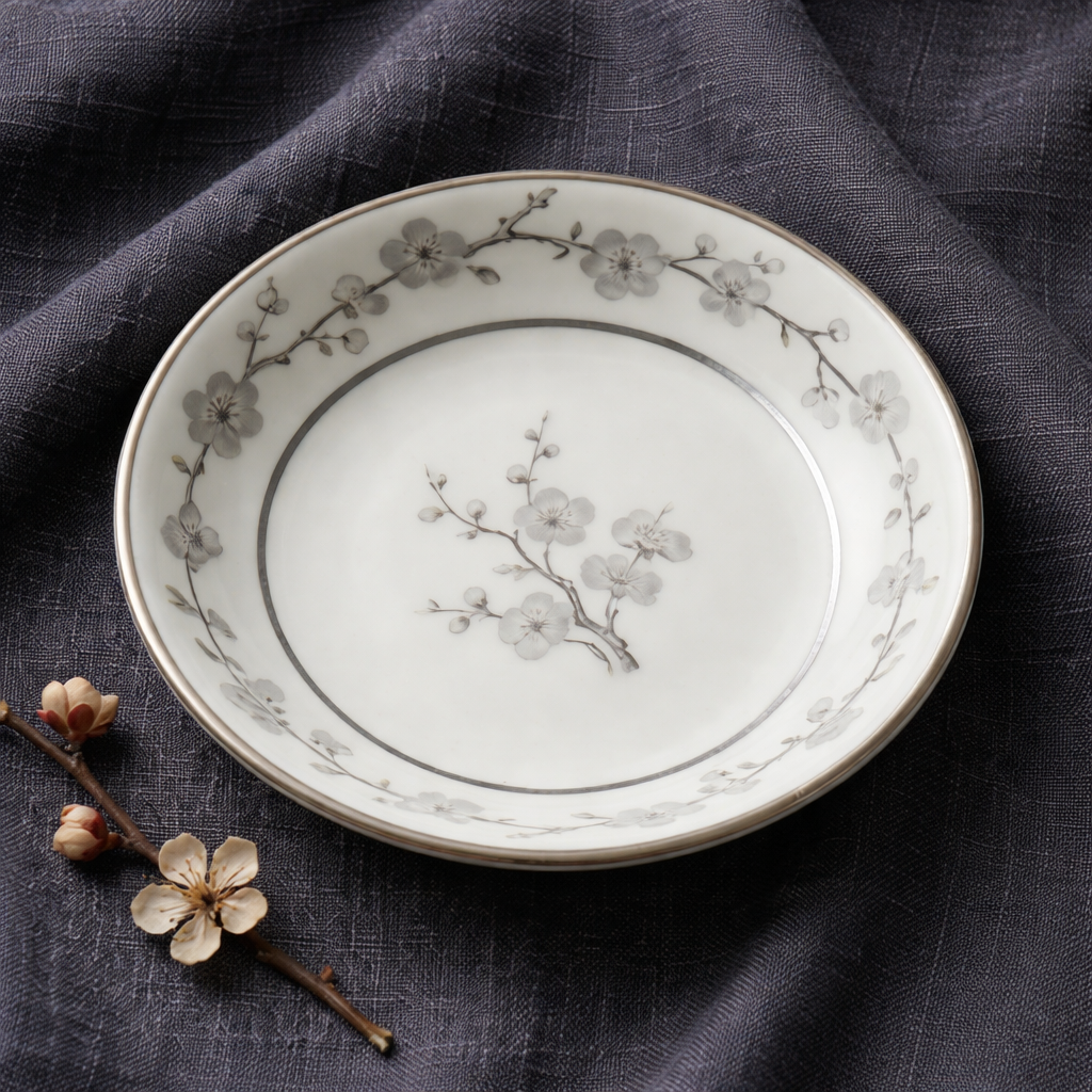 Elegant Cherry Blossom Ceramic Dessert Plate