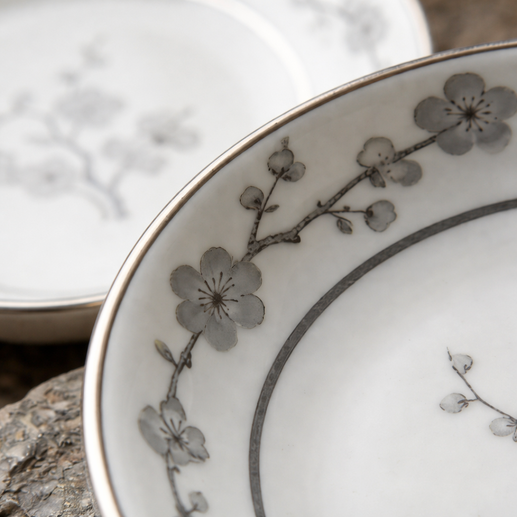 Elegant Cherry Blossom Ceramic Dessert Plate