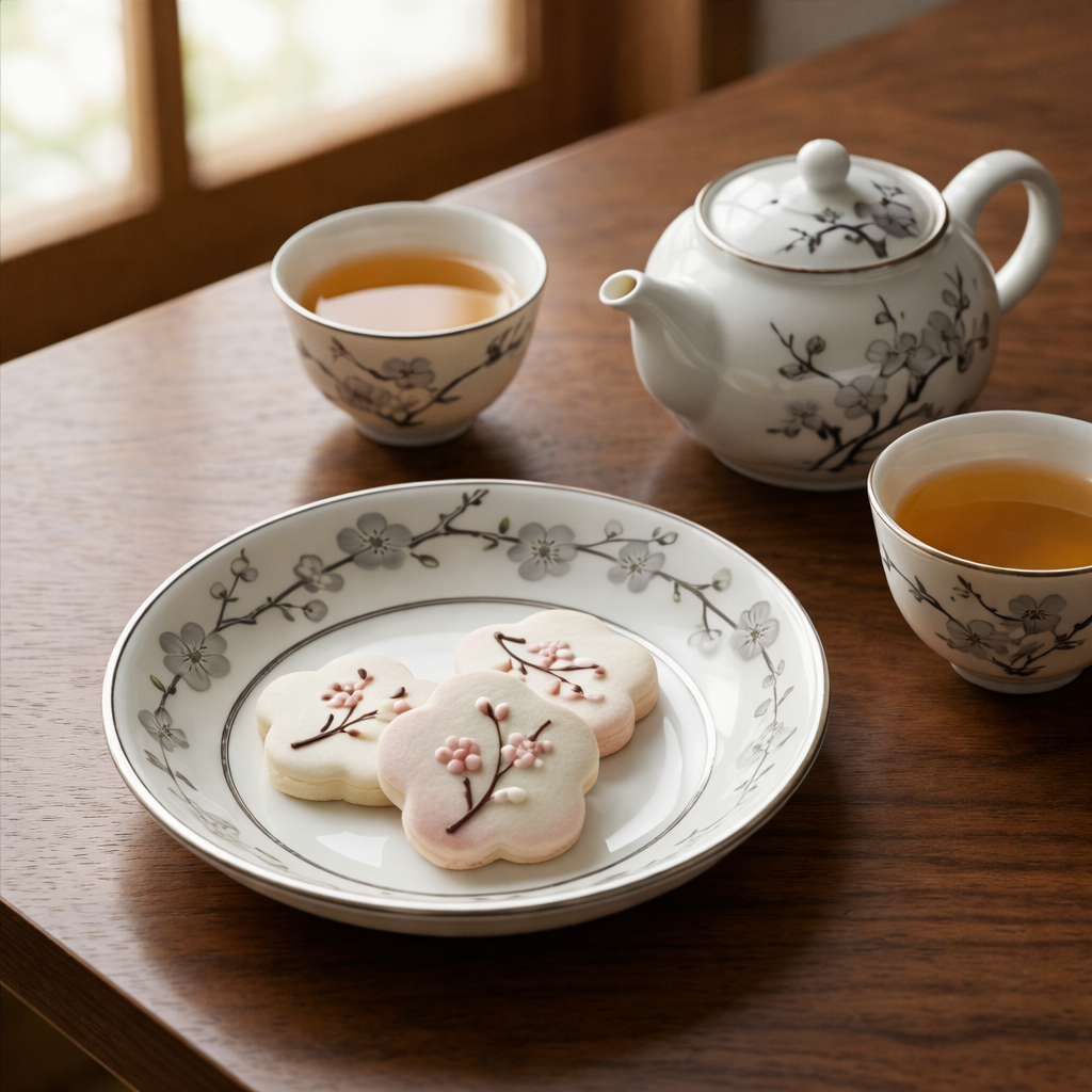 Elegant Cherry Blossom Ceramic Dessert Plate