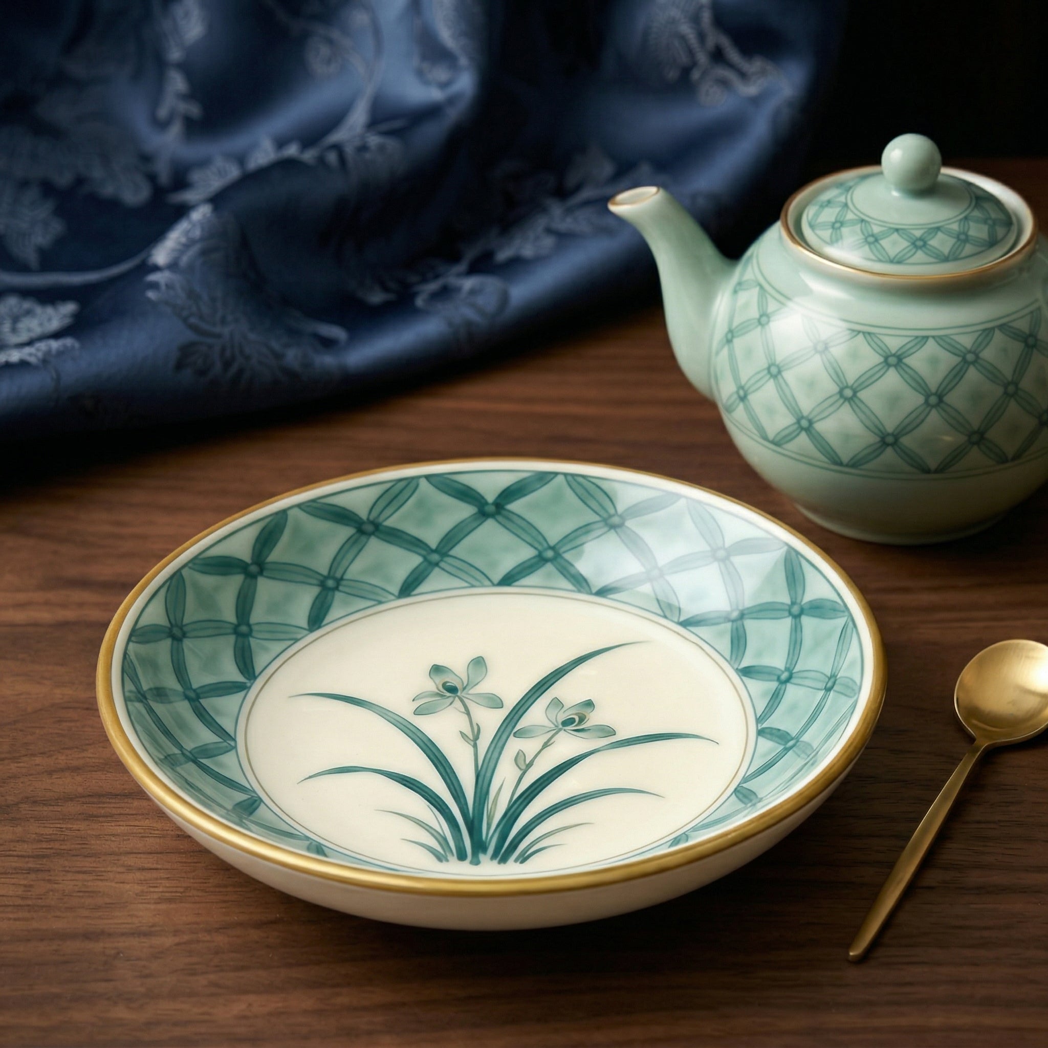 Elegant Orchid Ceramic Dessert Plate