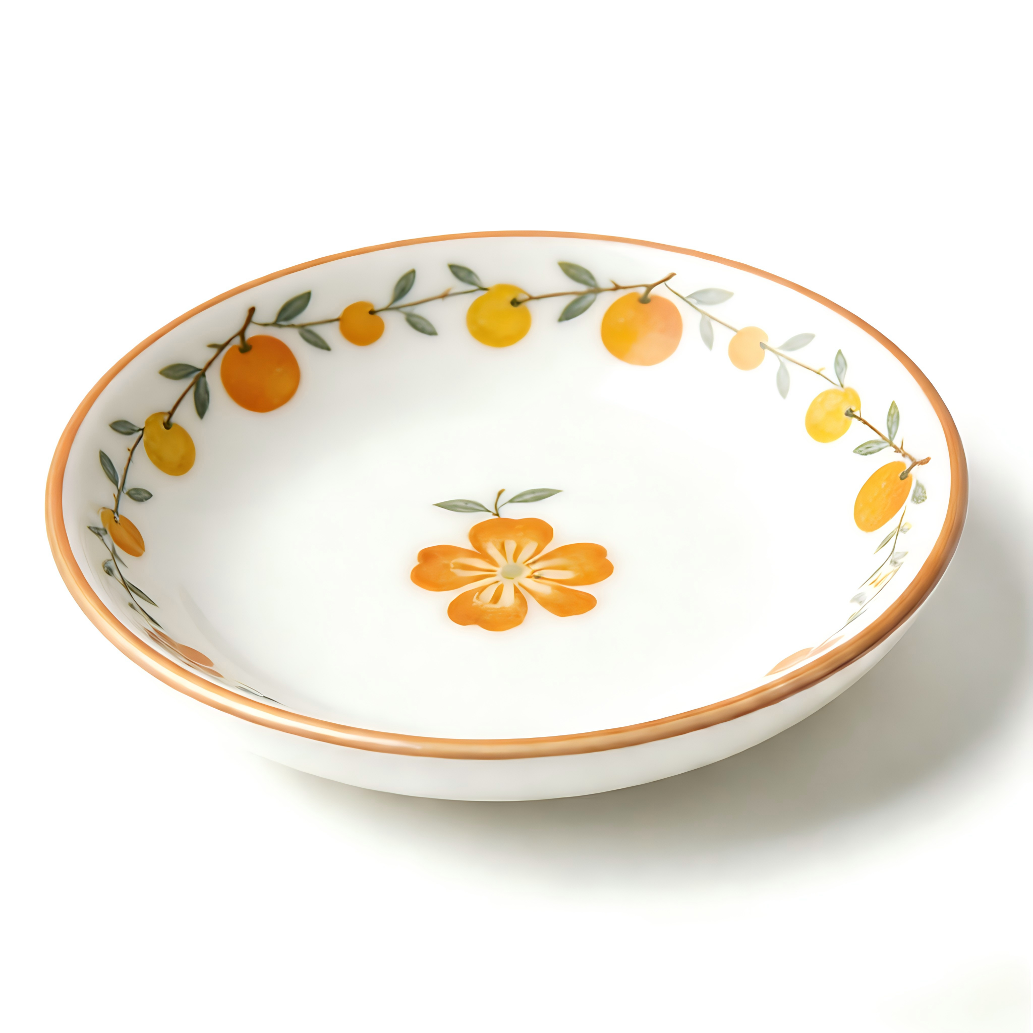 Charming Citrus Floral Ceramic Dessert Plate