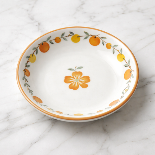 Charming Citrus Floral Ceramic Dessert Plate