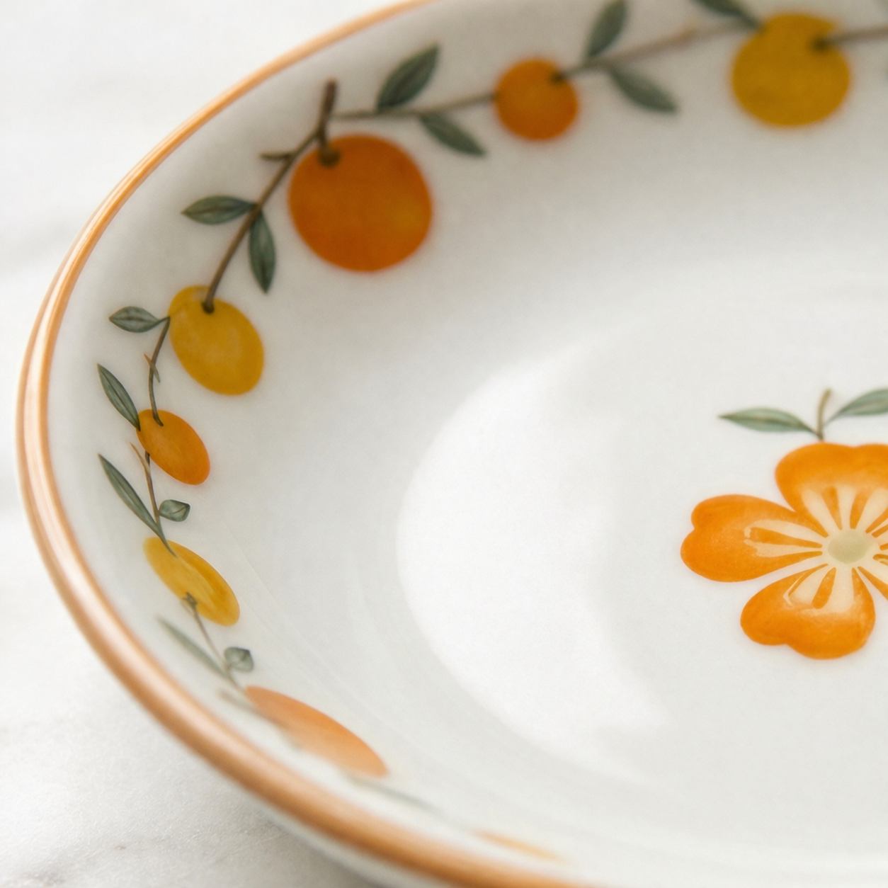 Charming Citrus Floral Ceramic Dessert Plate