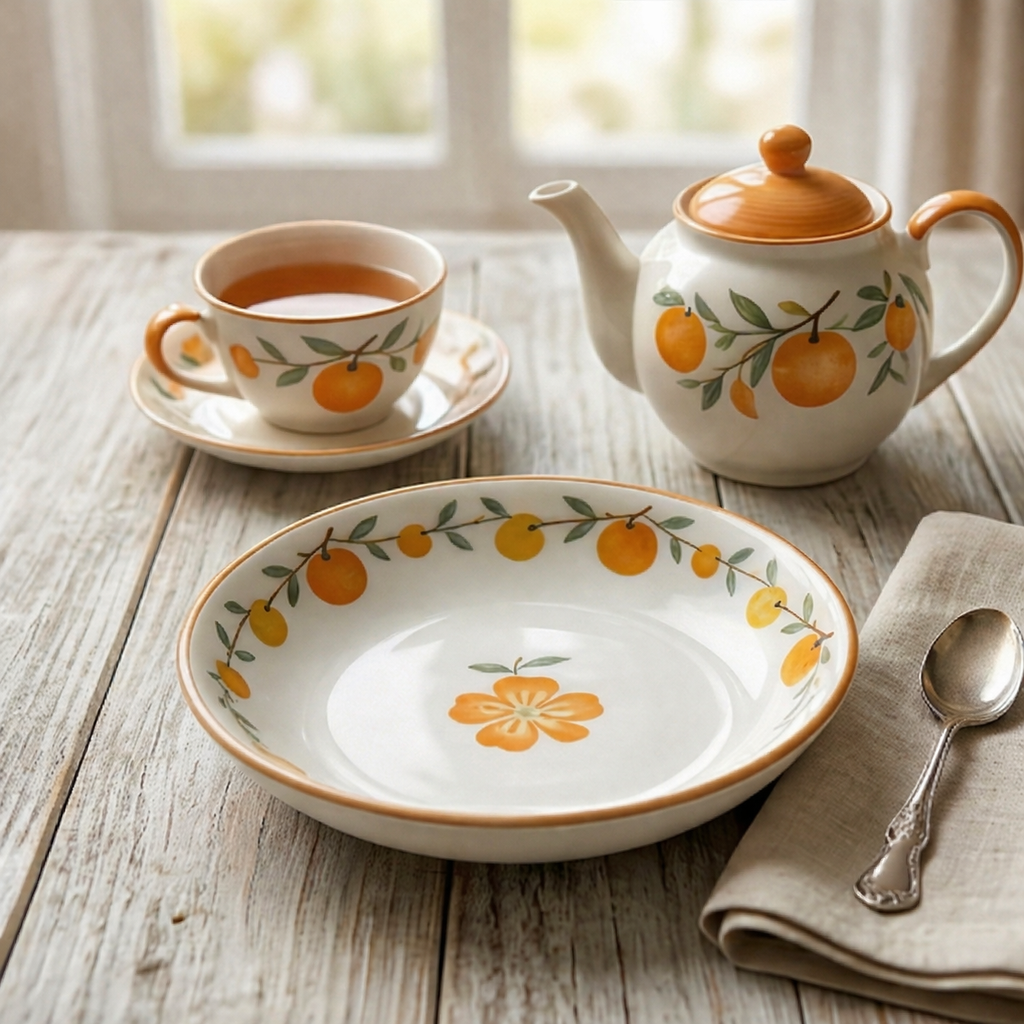 Charming Citrus Floral Ceramic Dessert Plate