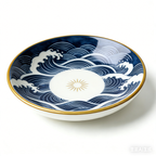 Elegant Wave and Sun Ceramic Dessert Plate