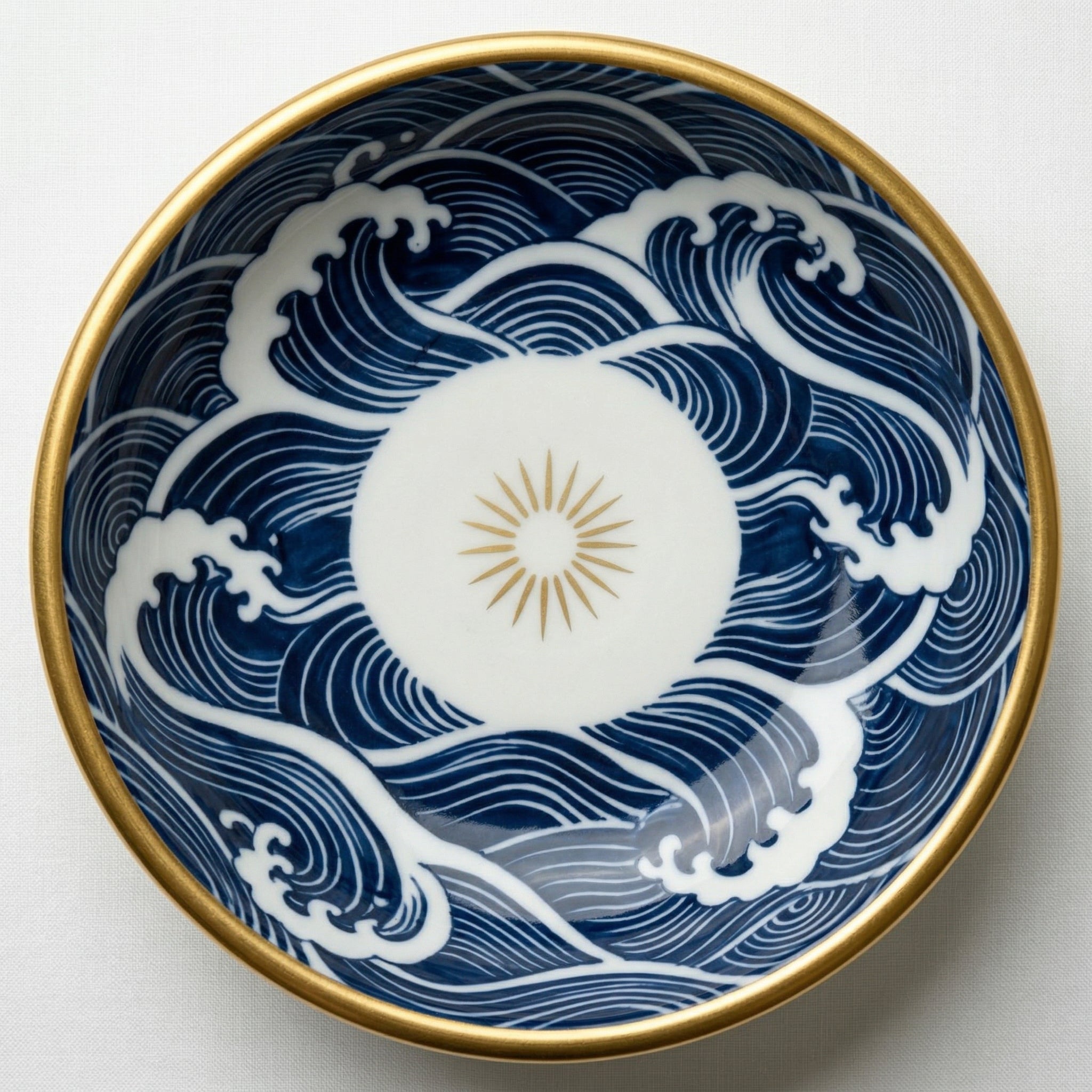 Elegant Wave and Sun Ceramic Dessert Plate