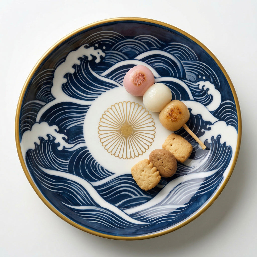 Elegant Wave and Sun Ceramic Dessert Plate