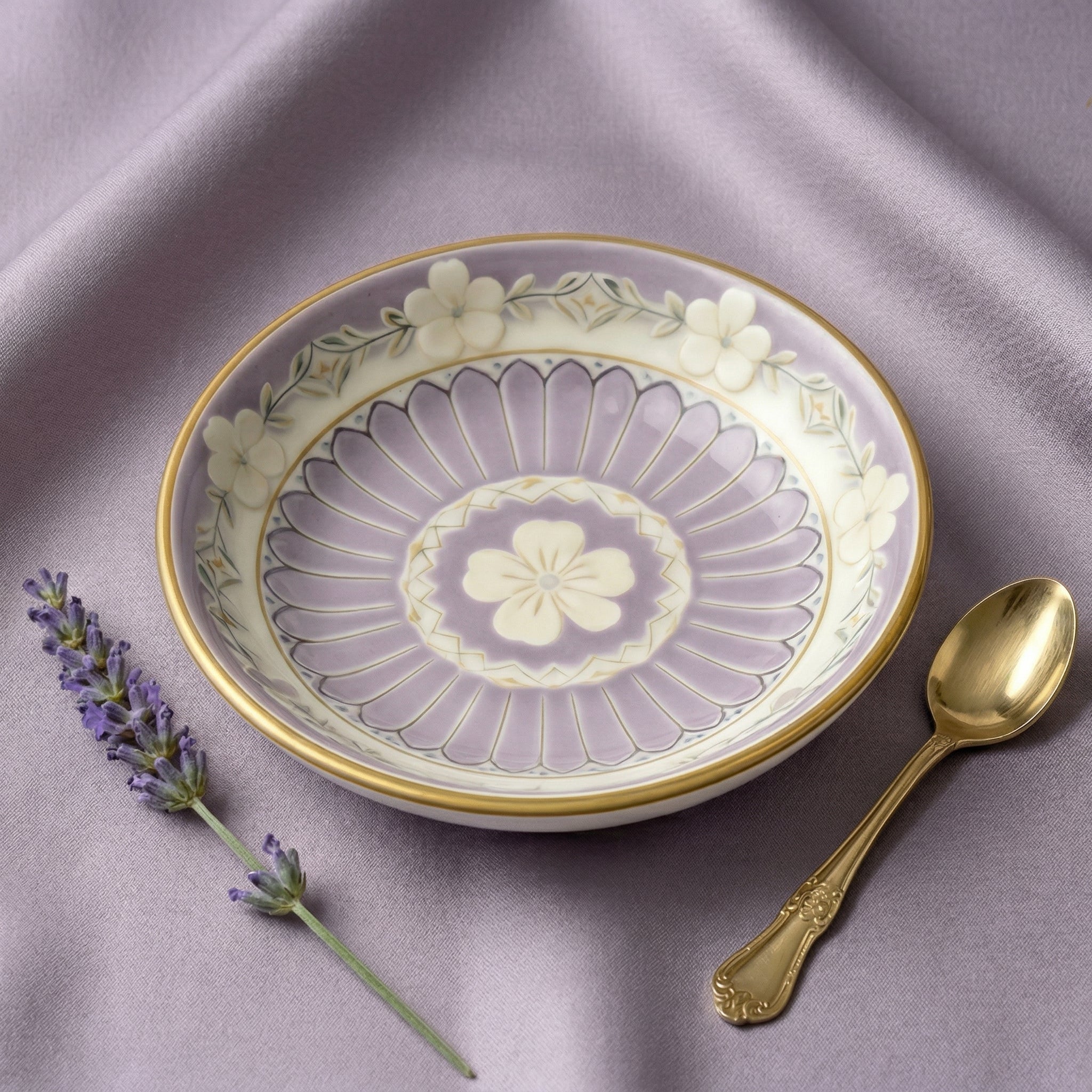 Lavender Floral Ceramic Plate - Elegant, Soft, and Timeless Design