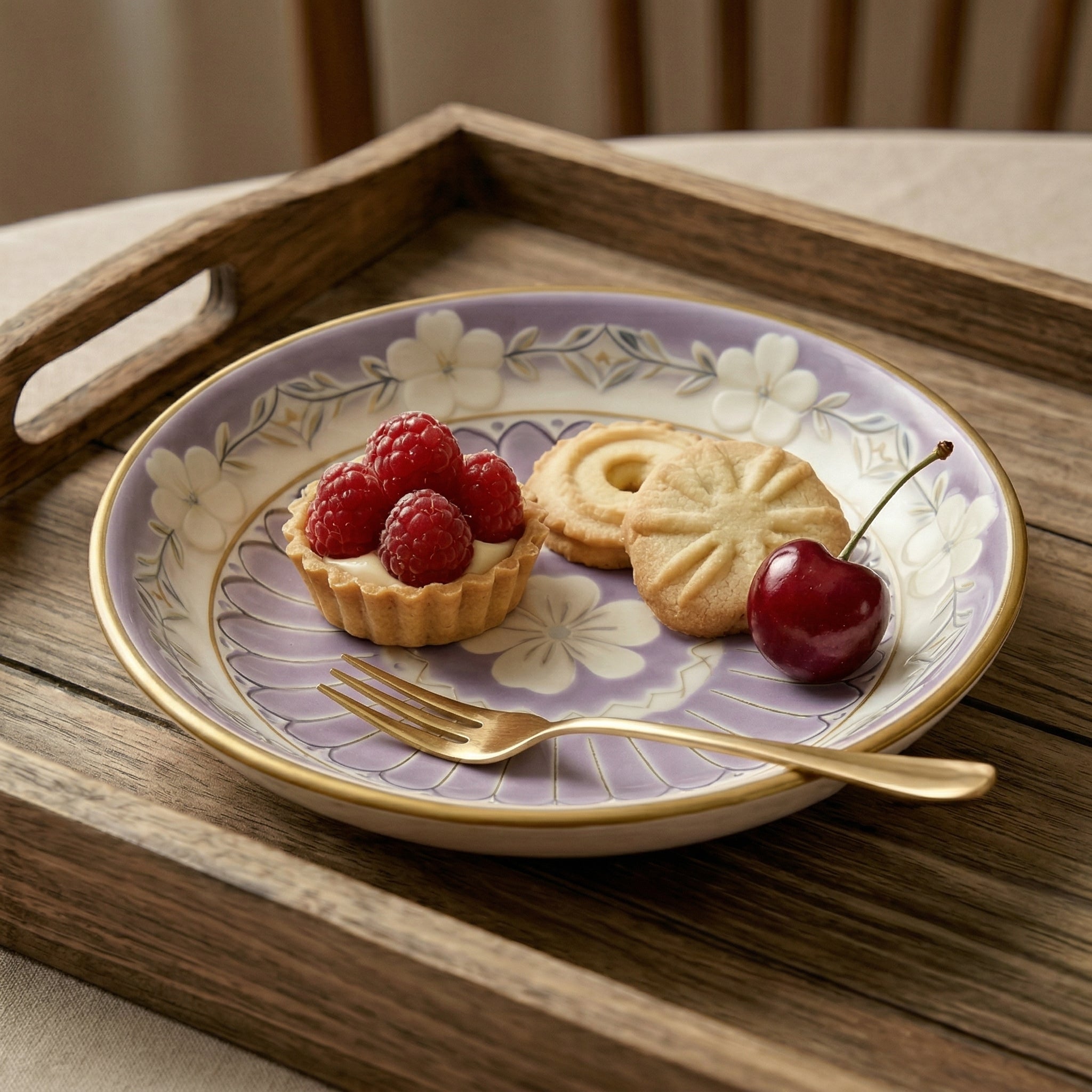 Lavender Floral Ceramic Plate - Elegant, Soft, and Timeless Design