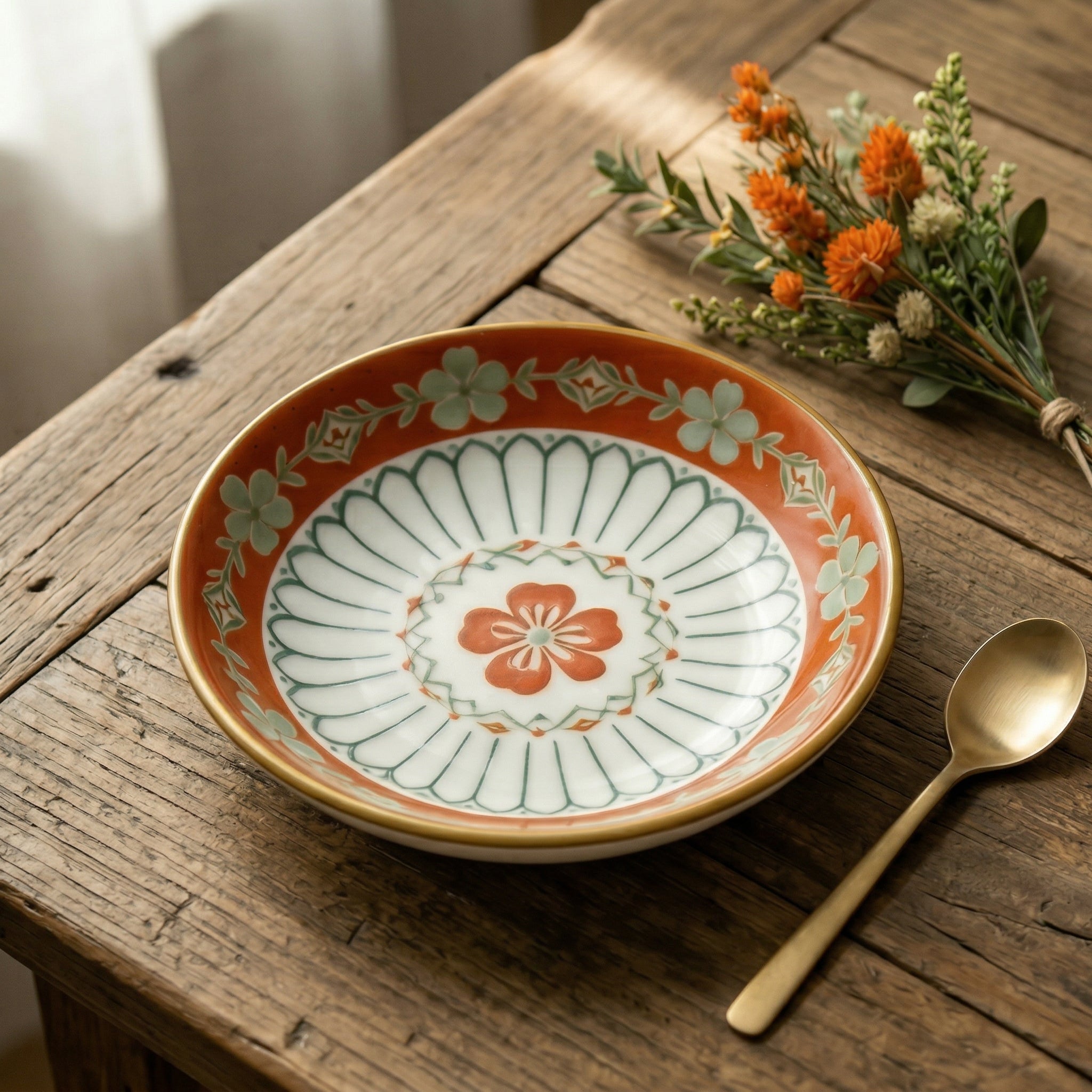 Vibrant Floral Ceramic Plate
