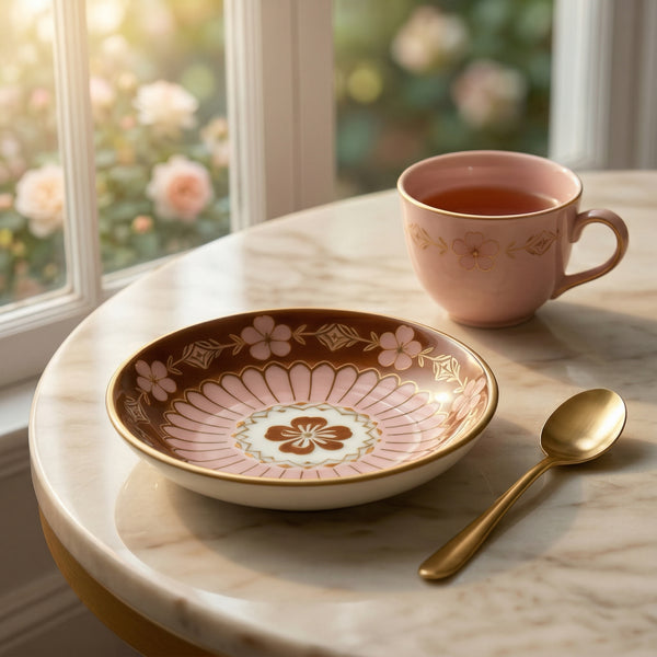 Charming Floral Ceramic Dessert Plate