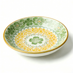 Vibrant Green & Yellow Floral Ceramic Plate