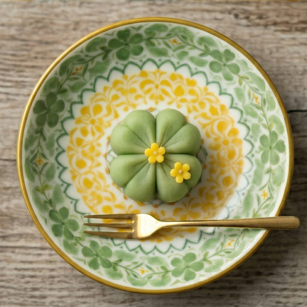 Vibrant Green & Yellow Floral Ceramic Plate