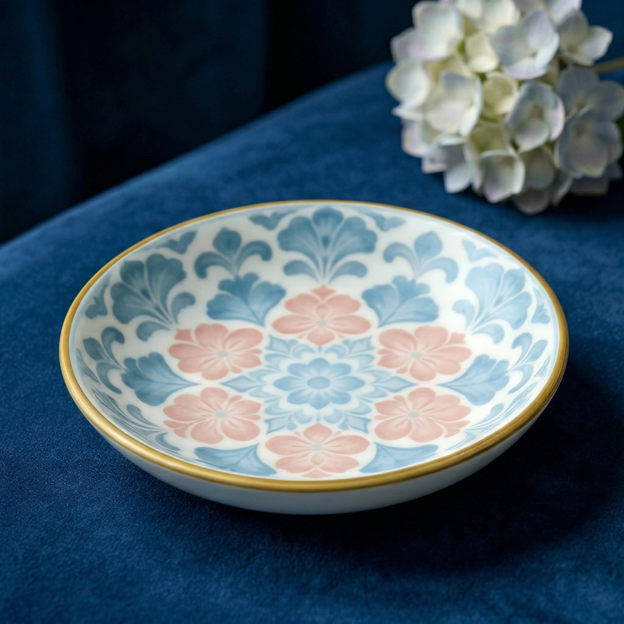Elegant Floral Ceramic Dessert Plate