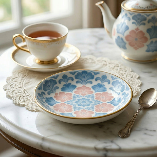 Elegant Floral Ceramic Dessert Plate