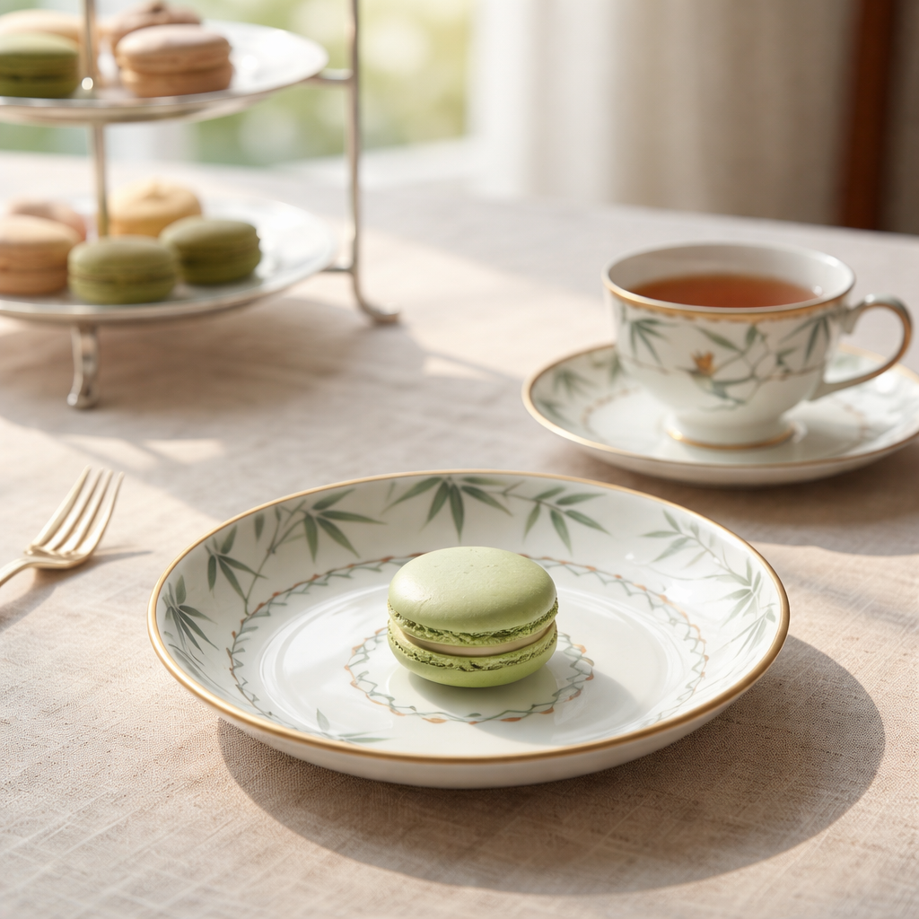 Elegant Bird & Bamboo Ceramic Dessert Plate